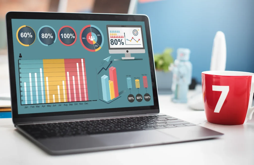 Website analytics dashboard showing traffic growth and performance chart