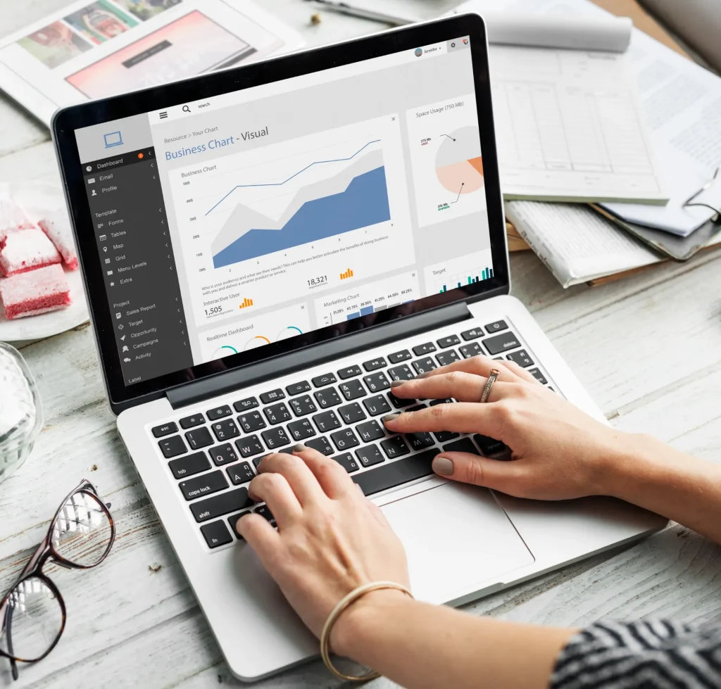 Blogging analytics dashboard showing traffic growth and search performance