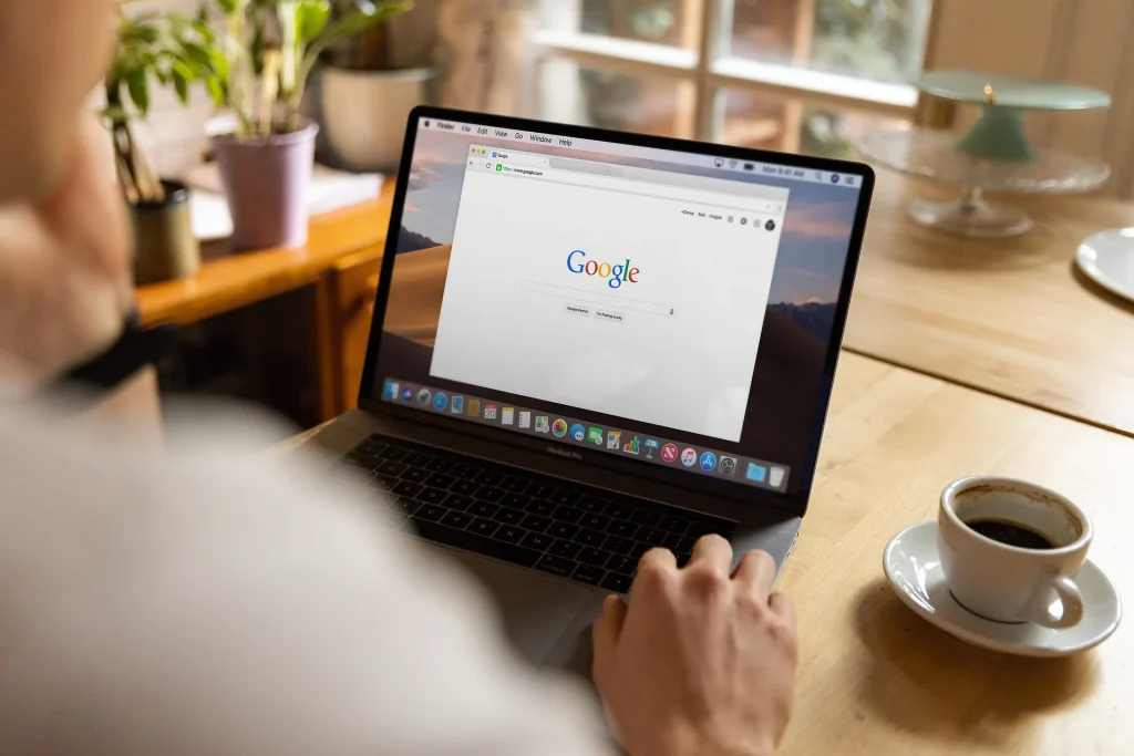 SEO concept showing Google search results on a laptop screen